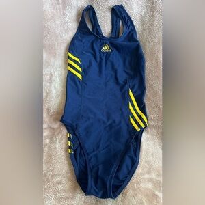 Adidas Women’s Blue and Gold One Piece Swim Suit, Size 30